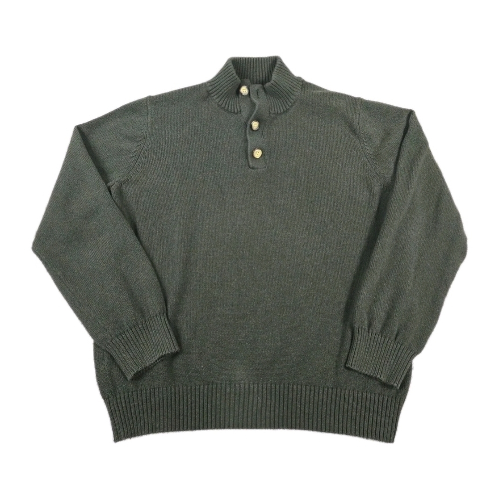Levis Henley Sweater Mens XL Forest Green Heavy Winter Knit Preppy Outdoor Golf